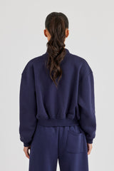 Logo Tab Seam Detail Bomber - Navy Blue