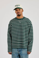 Stripe Logo Embroidered T-Shirt - Forest