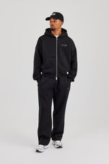 Logo Tab Zip Hoodie & Relaxed Jogger - Black