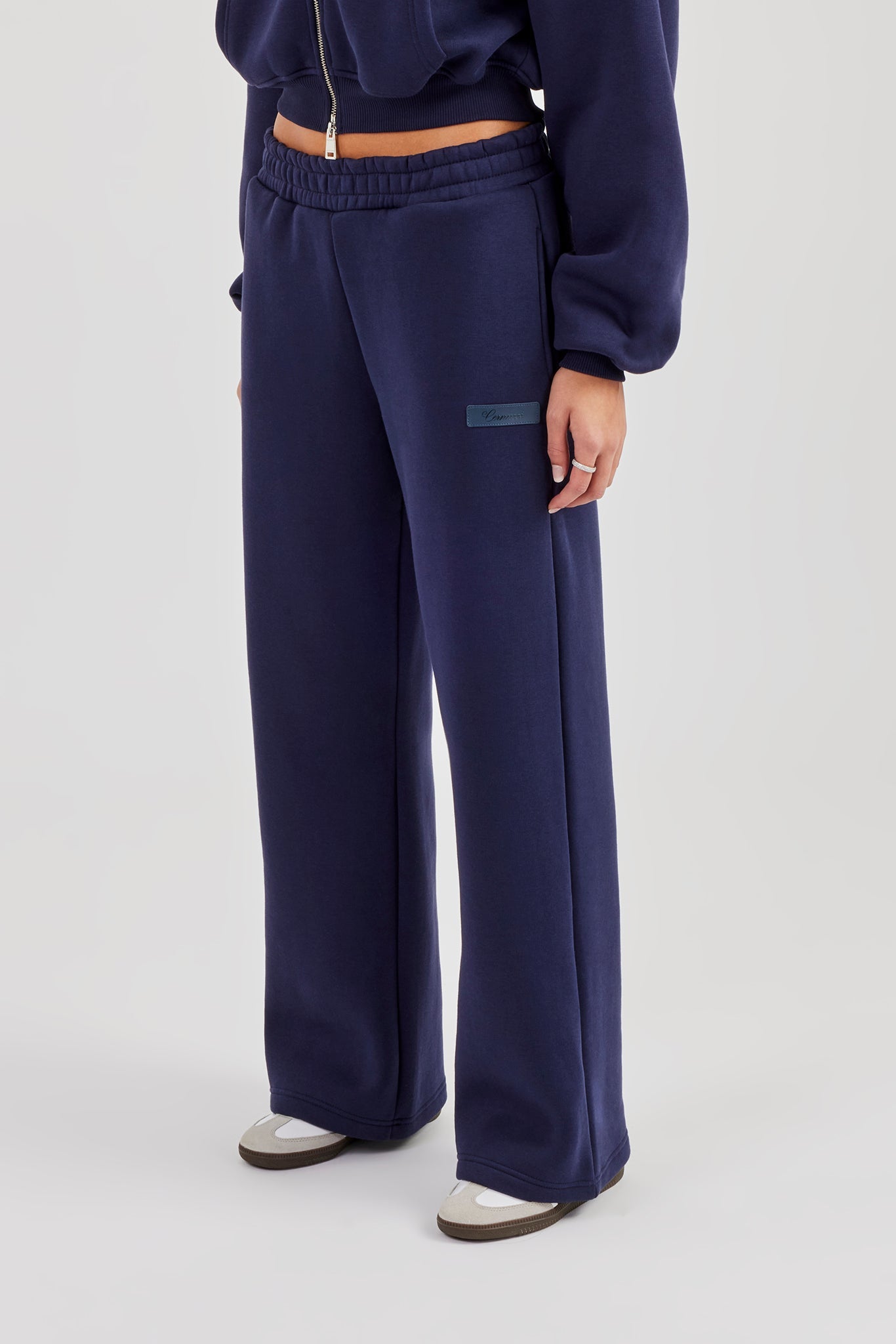 Logo Tab Wide Leg Jogger - Navy Blue