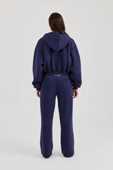 Studios Taping Boxy Zip Through Hoodie & Wide Leg Jogger - Navy Blue