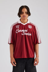 Cernucci Contrast Football Top - Cherry Red