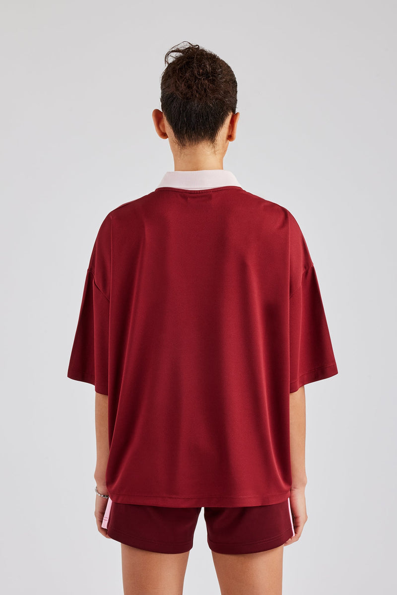 Cernucci Contrast Football Top - Cherry Red