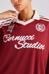 Cernucci Contrast Football Top - Cherry Red