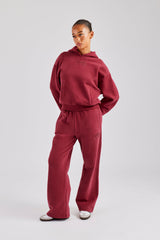 Glitter Applique Oversized Hoodie Tracksuit - Cherry Red