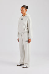 Glitter Applique Oversized Hooded Tracksuit - Ash Grey