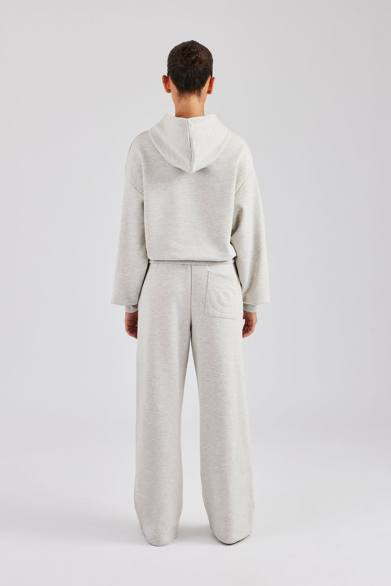 Glitter Applique Oversized Hooded Tracksuit - Ash Grey