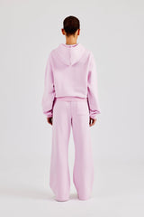 Glitter Applique Boxy Hooded Tracksuit  - Pink