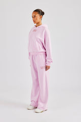 Glitter Applique Boxy Hooded Tracksuit  - Pink