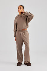 Glitter Applique Wide Leg Jogger - Taupe