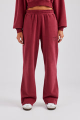 Glitter Applique Wide Leg Jogger - Cherry Red