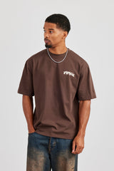 Regular Back Puff Print T-Shirt - Chocolate