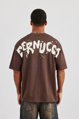 Regular Back Puff Print T-Shirt - Chocolate