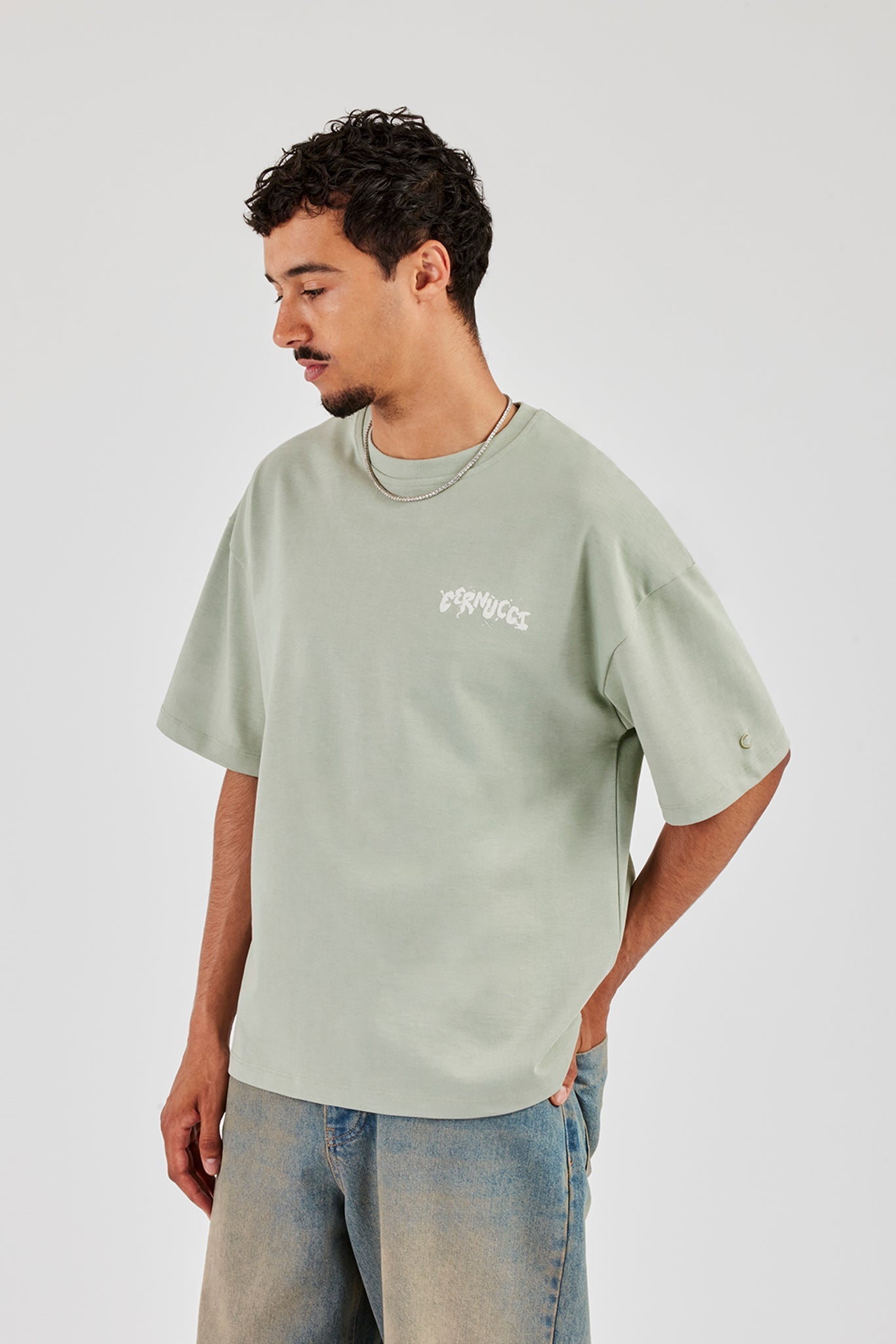 Regular Back Puff Print T-Shirt - Green