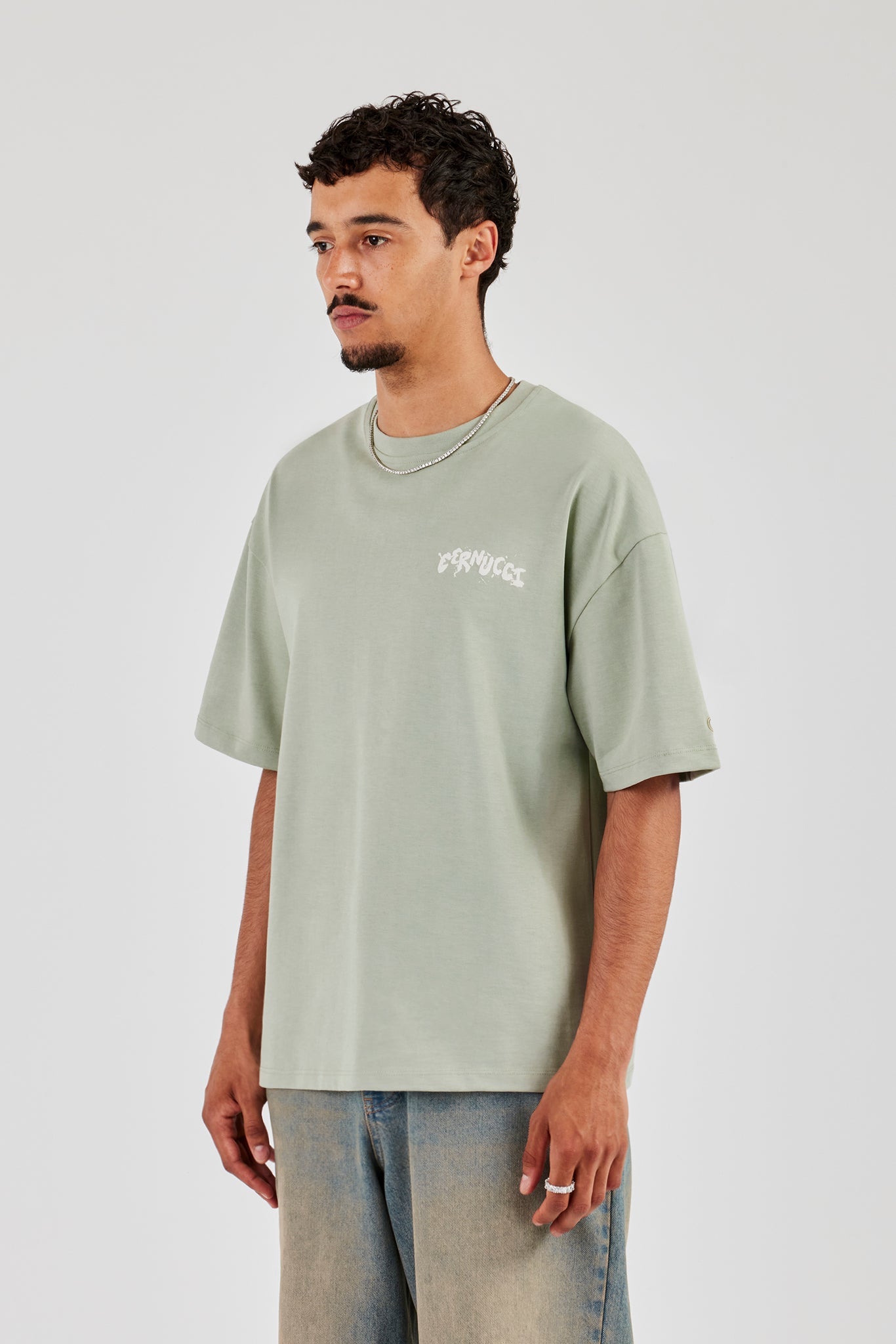 Regular Back Puff Print T-Shirt - Green