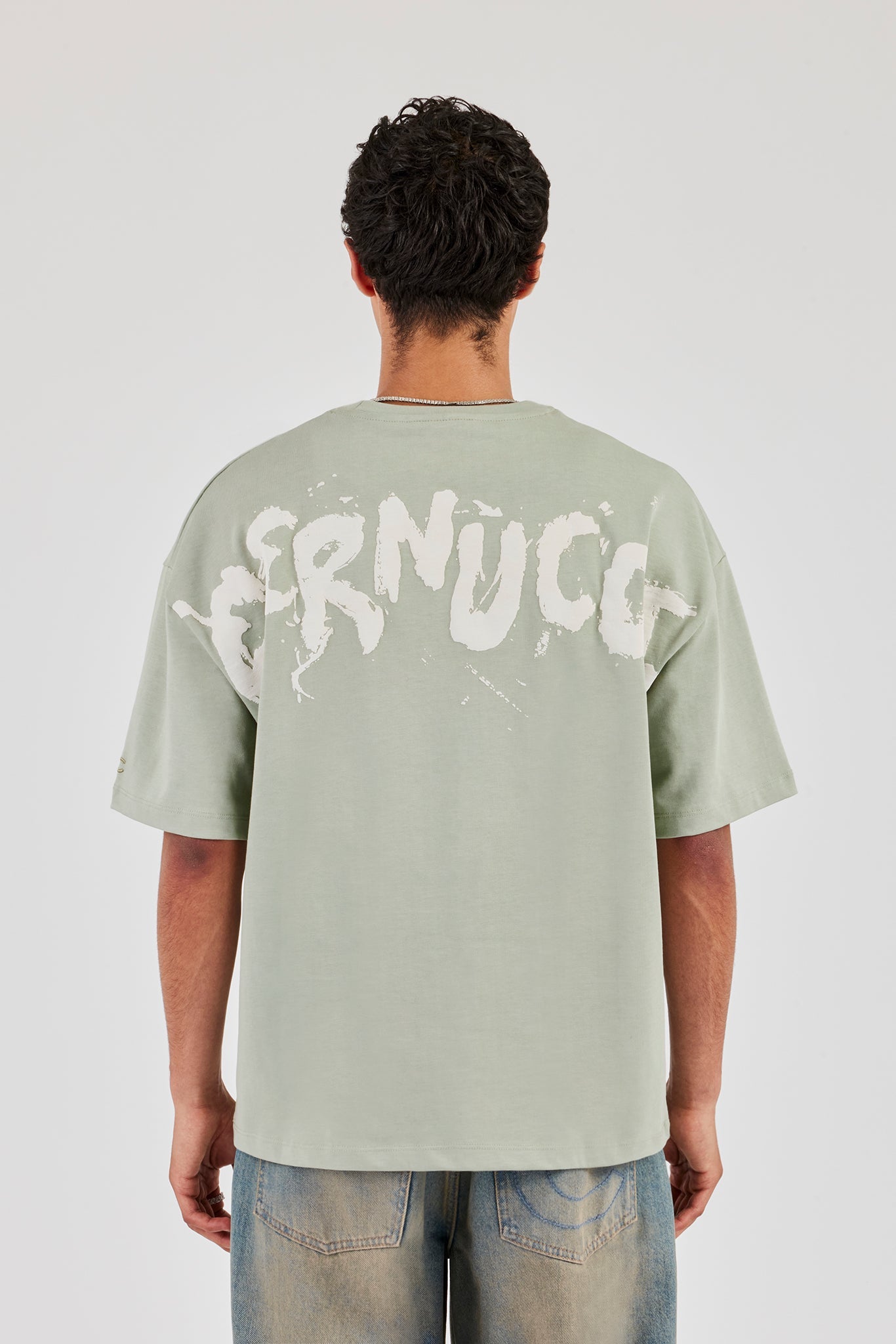 Regular Back Puff Print T-Shirt - Green