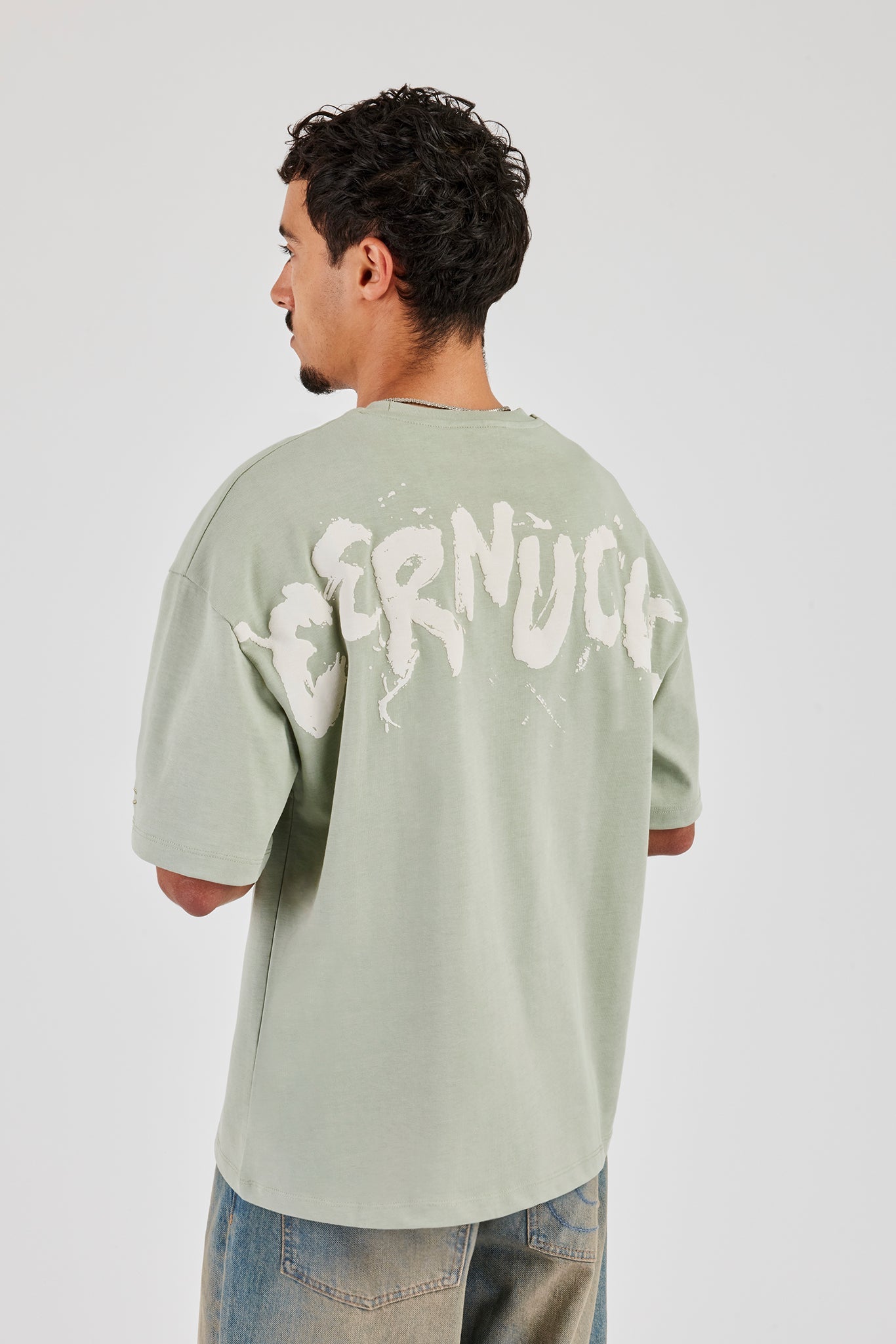 Regular Back Puff Print T-Shirt - Green