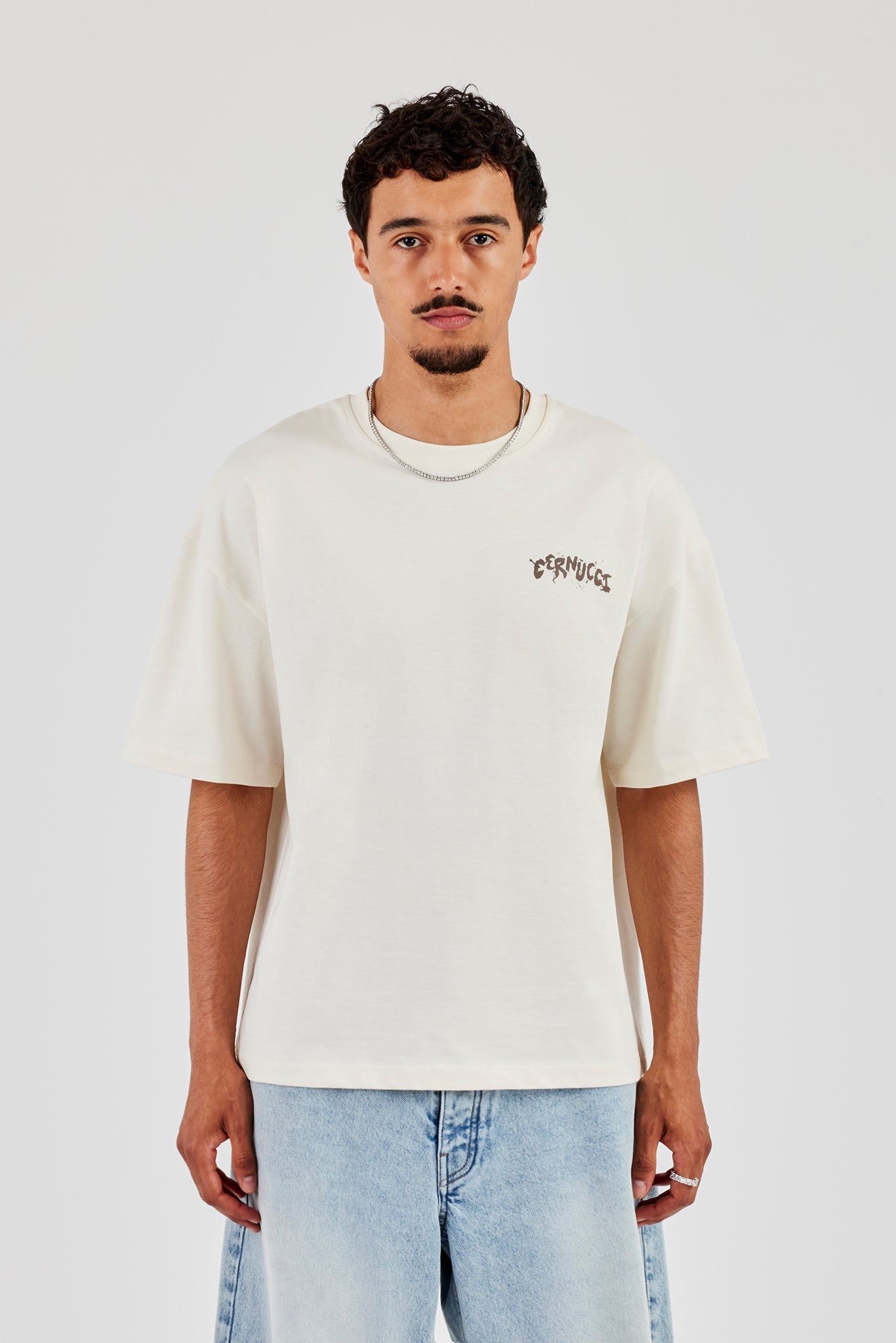 Regular Back Puff Print T-Shirt - Off White