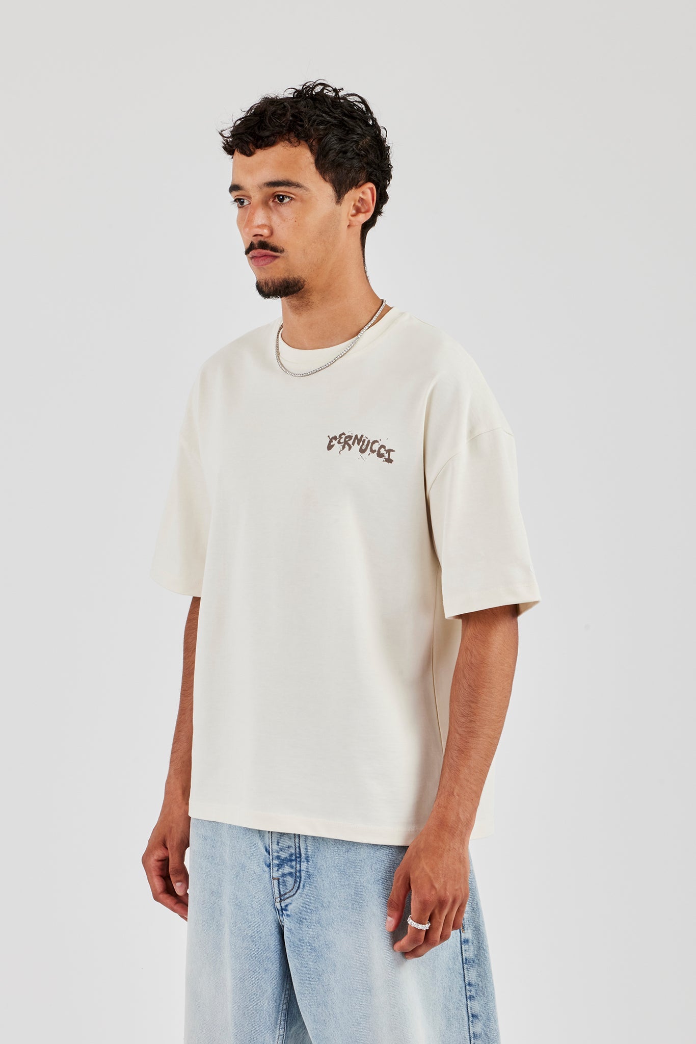 Regular Back Puff Print T-Shirt - Off White