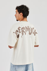 Regular Back Puff Print T-Shirt - Off White