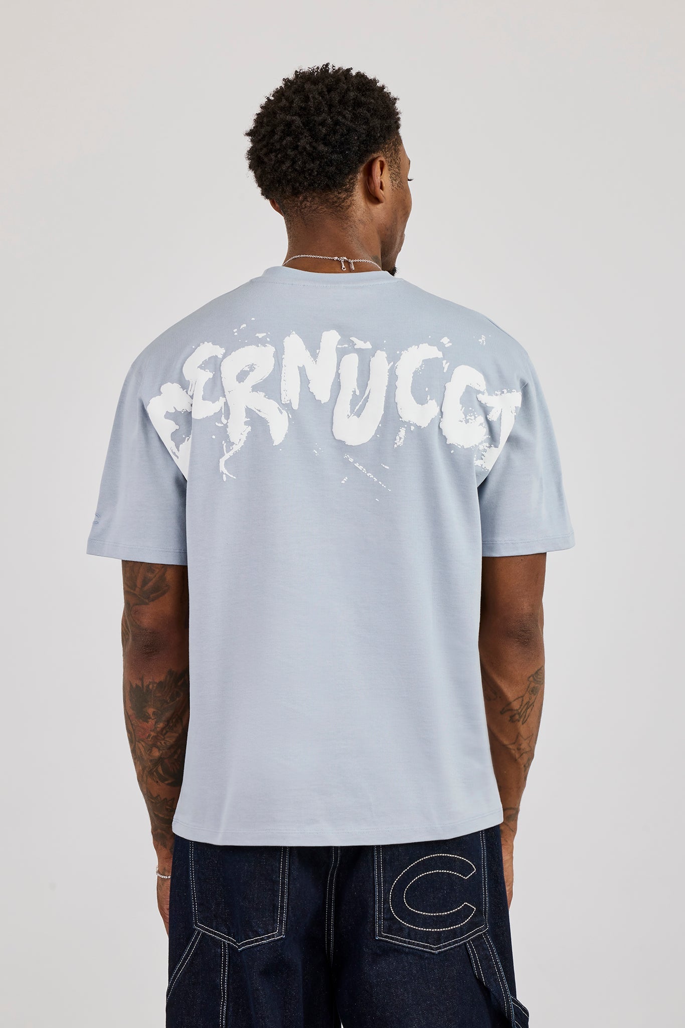 Regular Back Puff Print T-Shirt - Blue