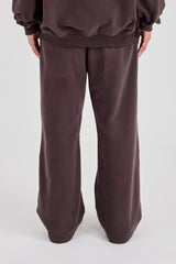 C Embroidered Wide Leg Jogger - Coffee