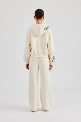 Cropped Washed Layered Applique Tracksuit - Off White