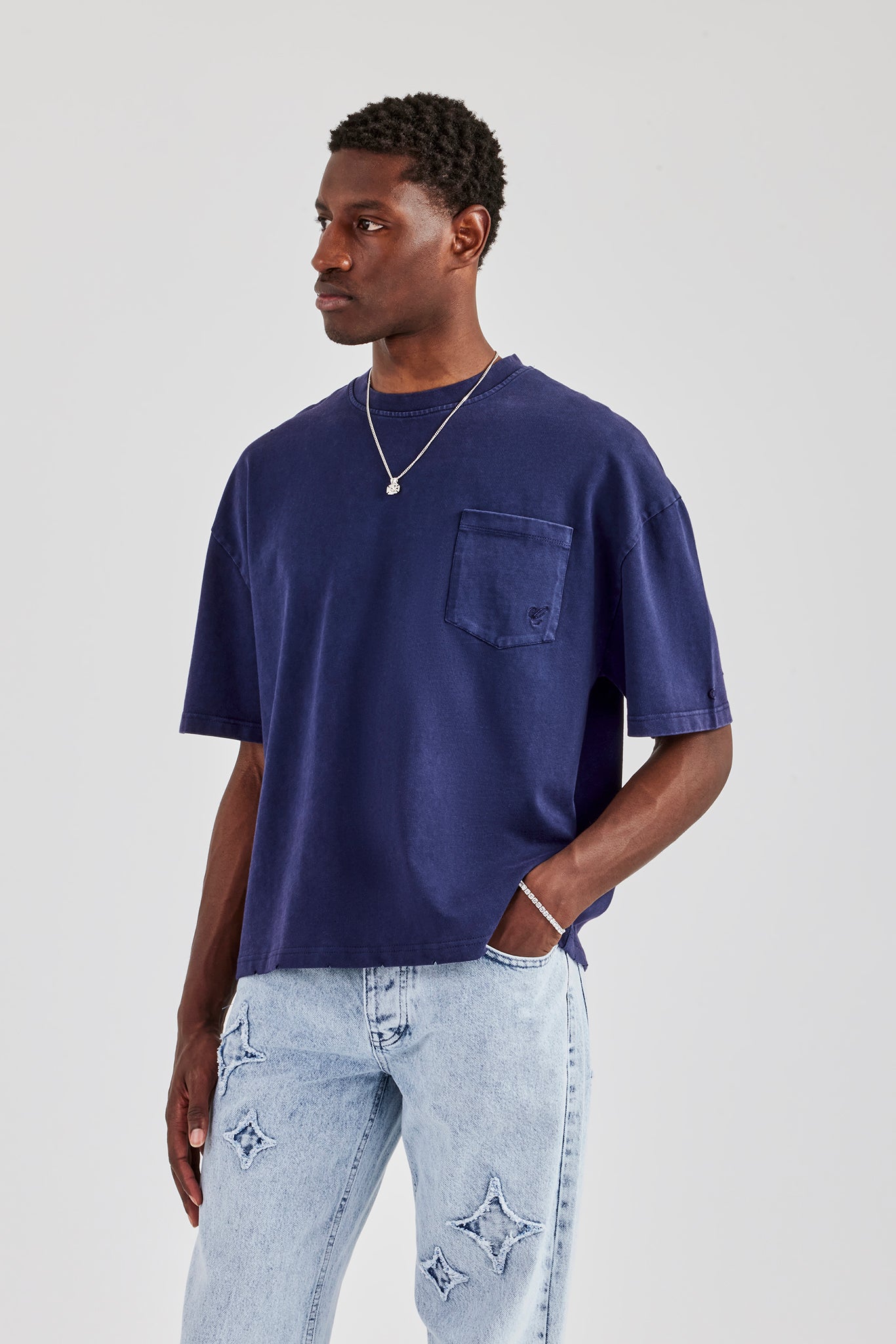 Boxy Washed Pocket Detail T-Shirt