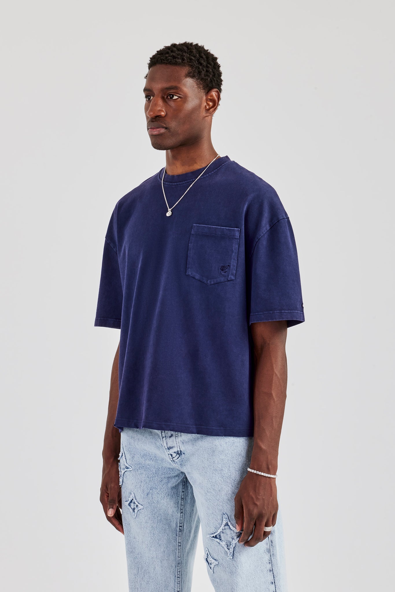 Boxy Washed Pocket Detail T-Shirt