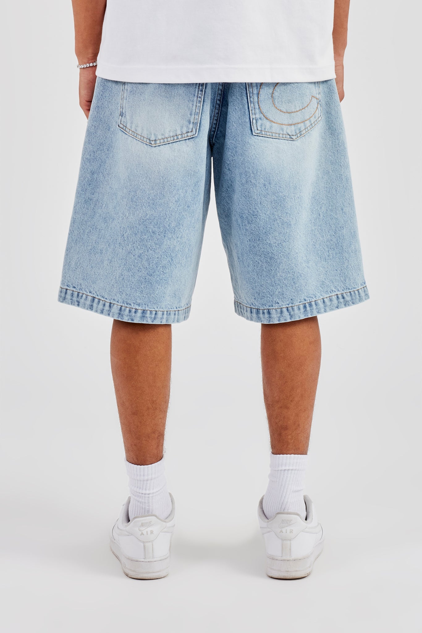 Distressed Denim Jort - Ice Blue