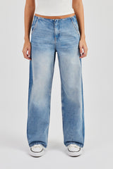 Panelled Baggy Jean - Washed Blue