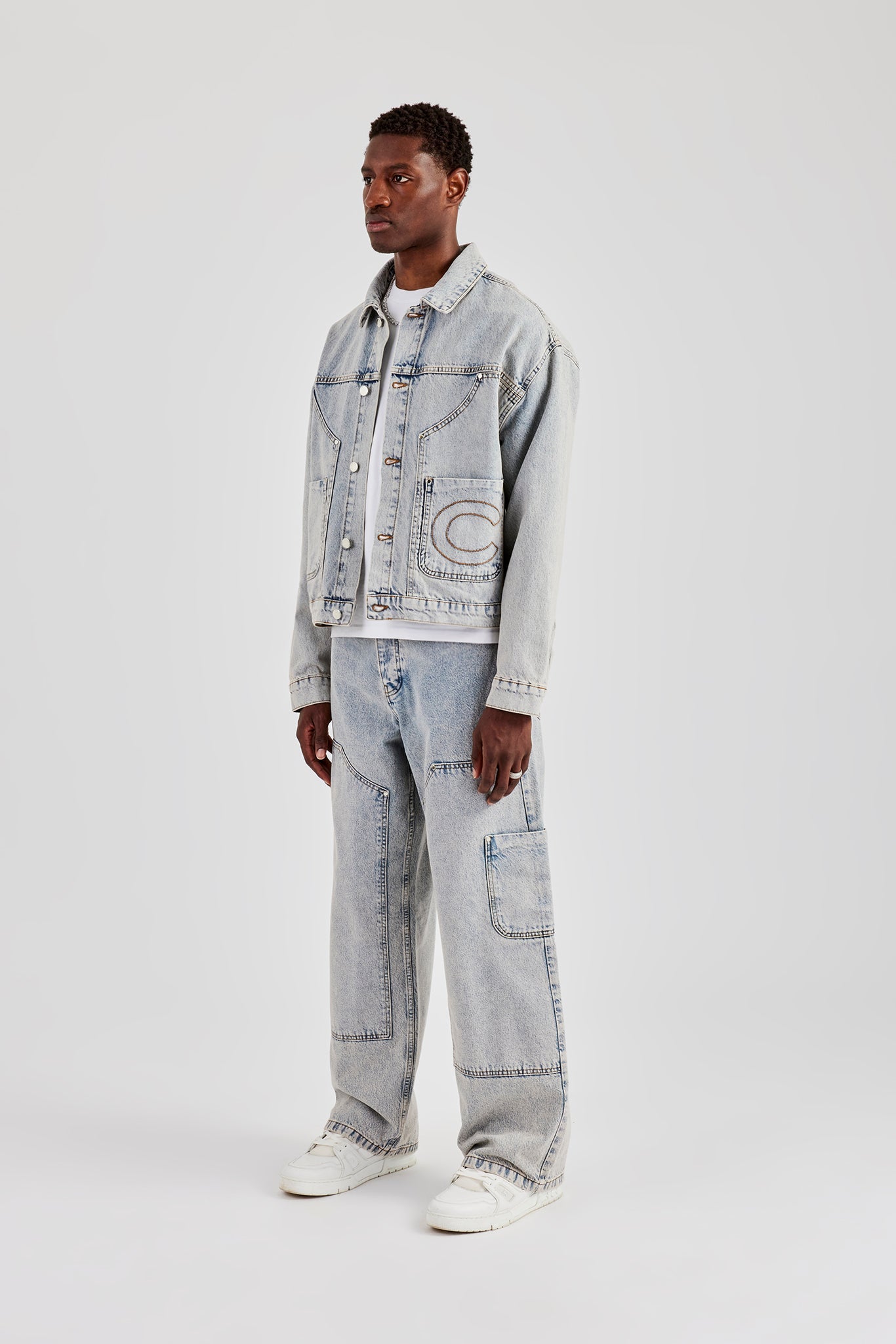 C.E（シーイー） PANEL DENIM JACKET M（L/XL相当） Carpenter Panel Denim Jacket & Baggy Detail Jean - Antique Wash