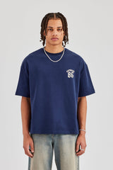 86 Back Print Boxy T-Shirt - Navy Blue