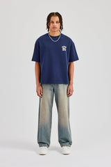86 Back Print Boxy T-Shirt - Navy Blue