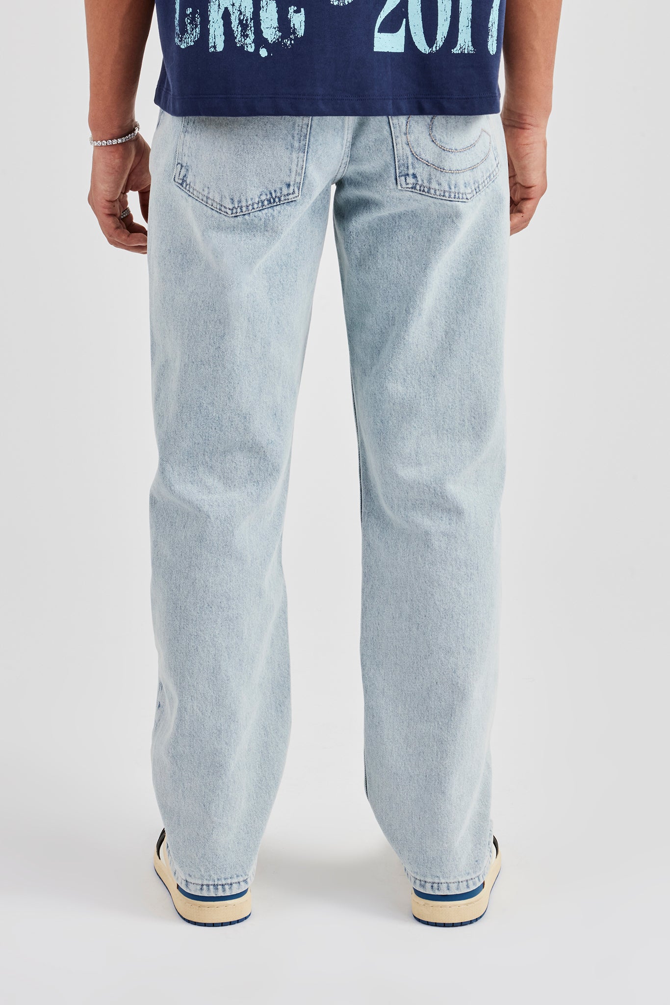 Seam Detail Straight Leg Jean - Light Blue