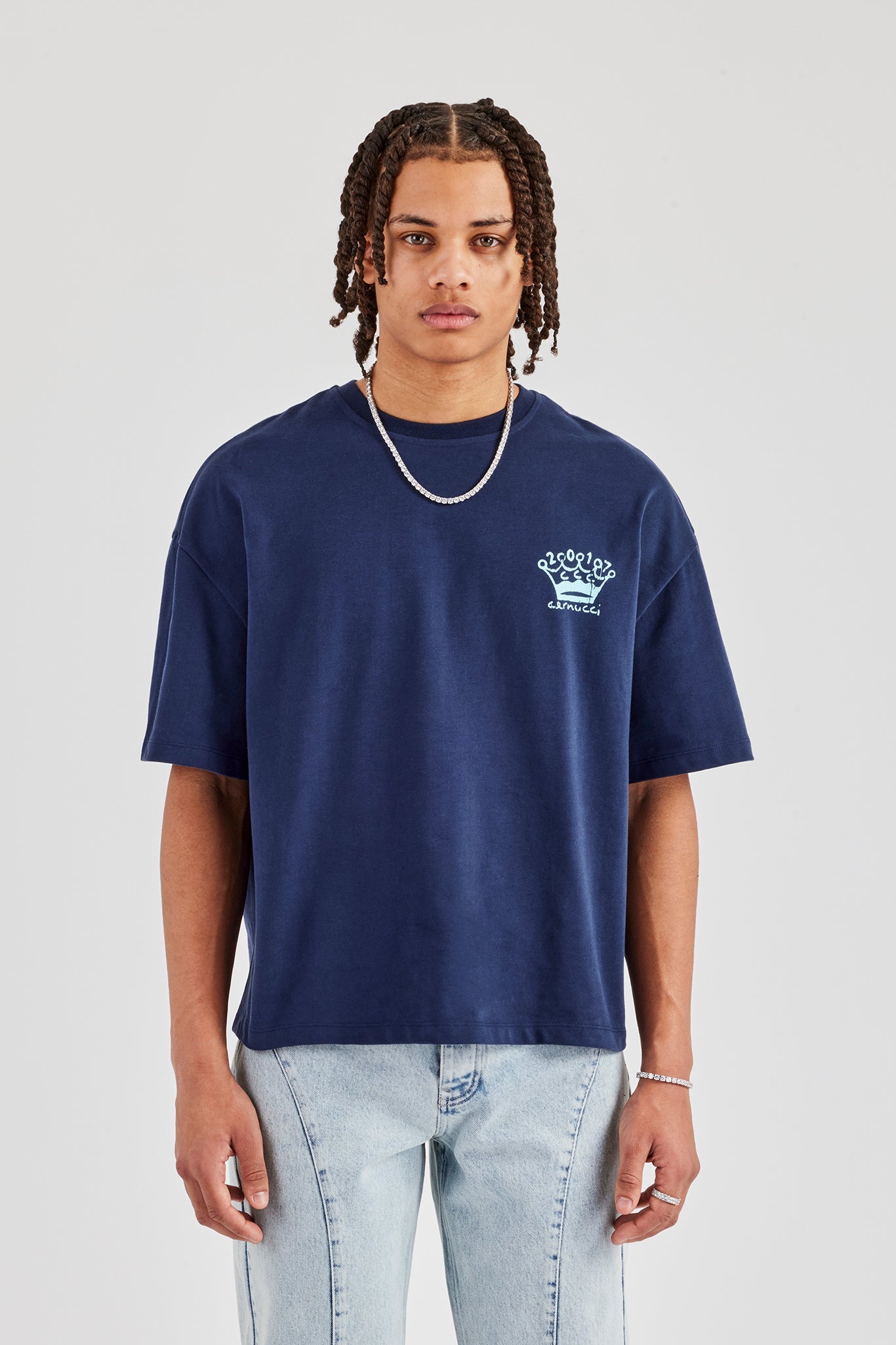 CNC 17 Boxy T-Shirt - Navy Blue | Mens Tees & Vests | Shop T