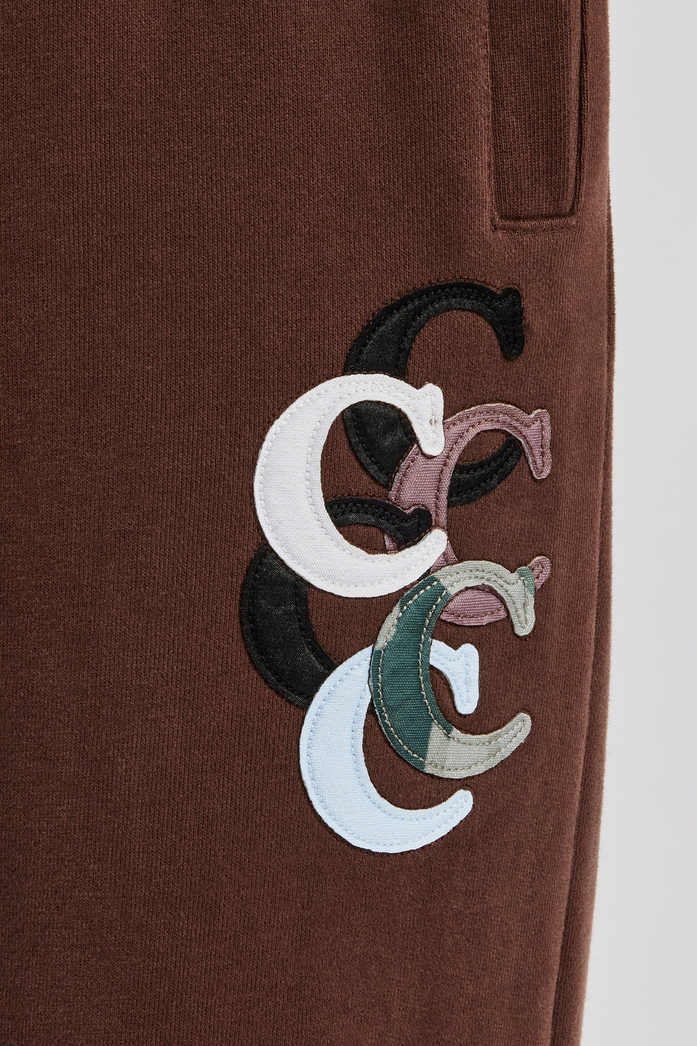 Washed Layered Applique Jogger - Chocolate