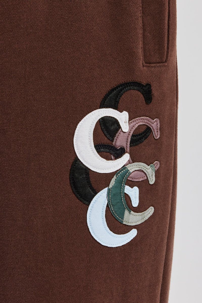 Washed Layered Applique Tracksuit - Chocolate