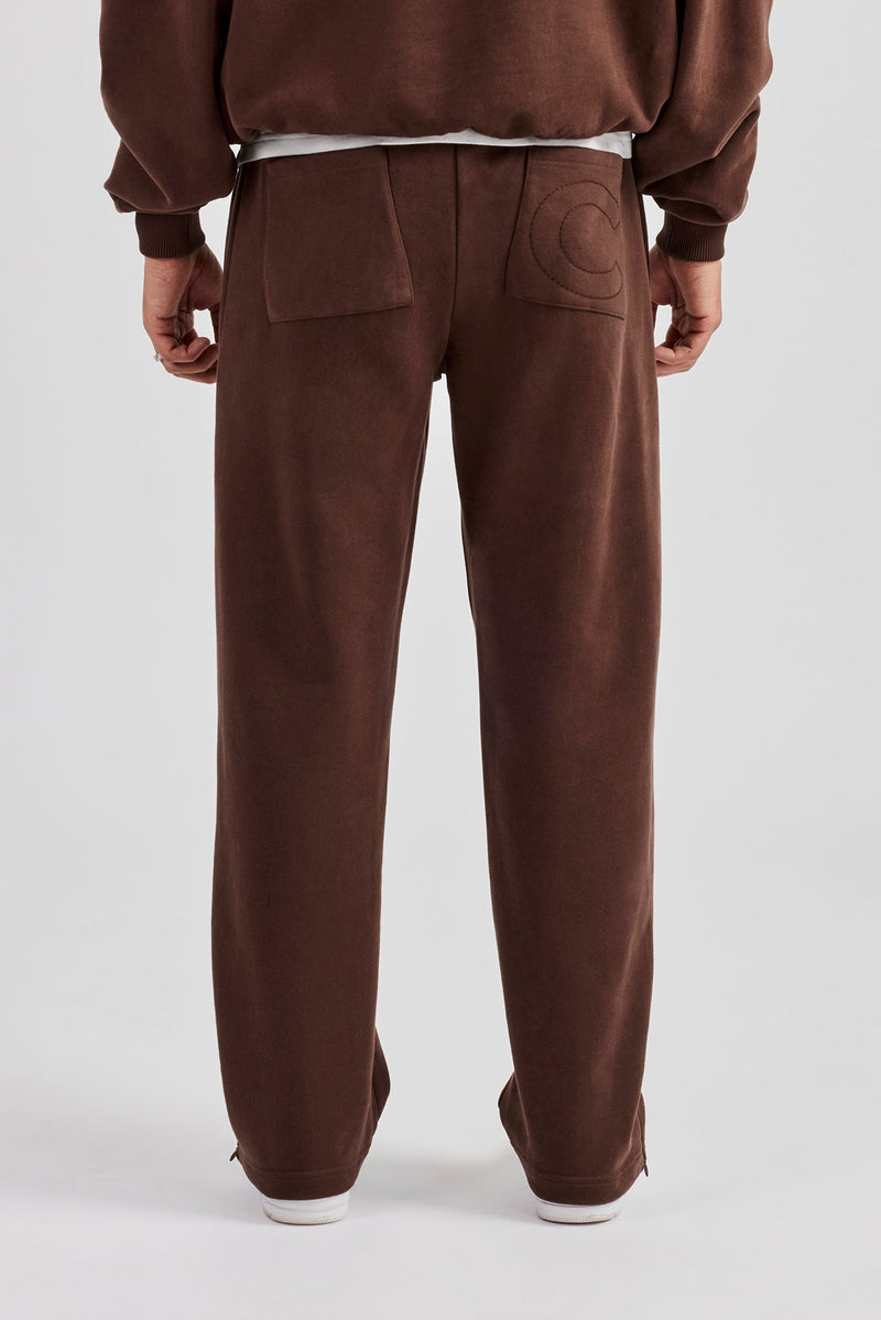 Washed Layered Applique Jogger - Chocolate