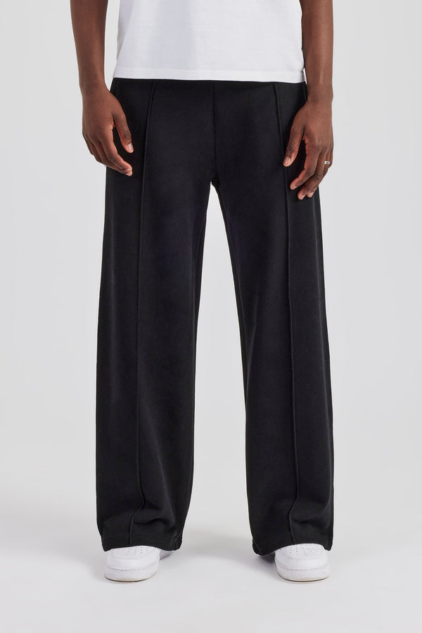 Straight Leg Tailored Jersey Trouser - Black