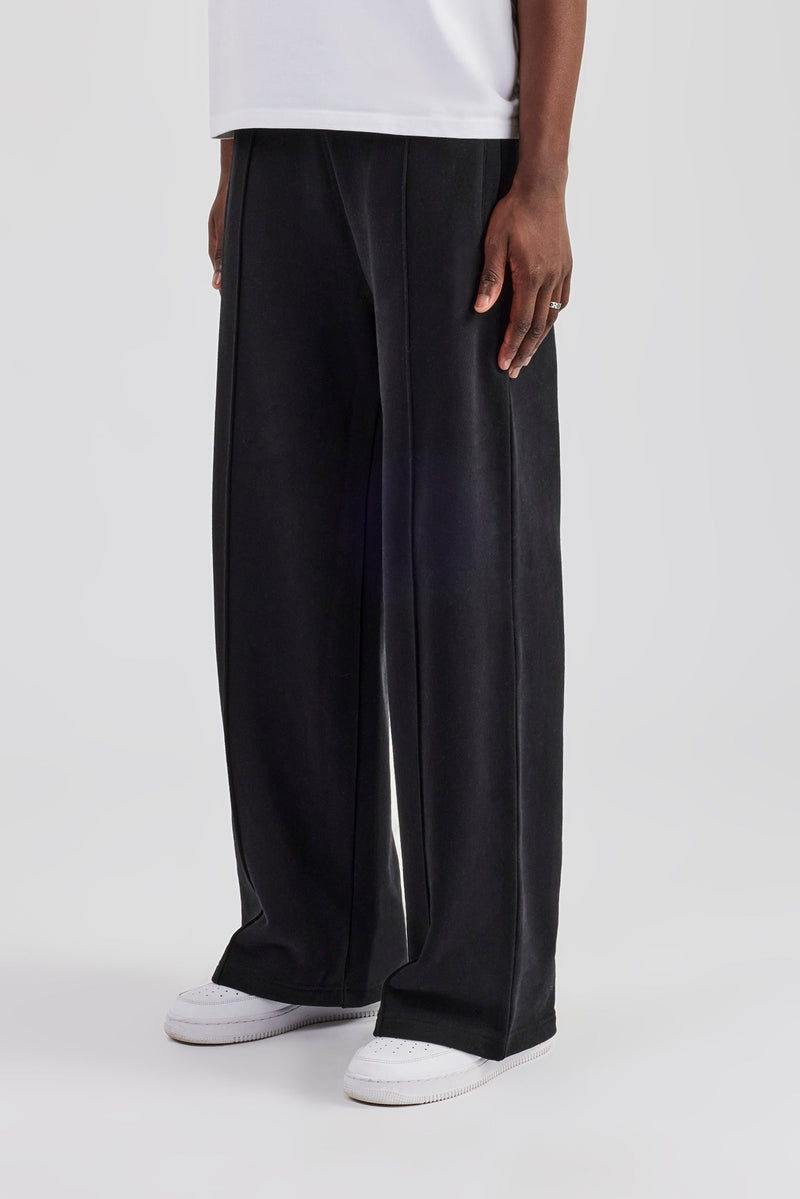 Straight Leg Tailored Jersey Trouser - Black