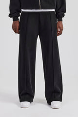 Straight Leg Tailored Jersey Trouser - Black