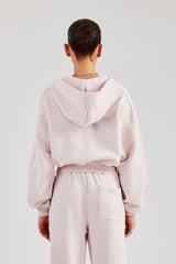 Boxy Zip Through Panelled Hoodie - Pink