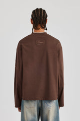 Embroidered Long Sleeve T-Shirt - Chocolate