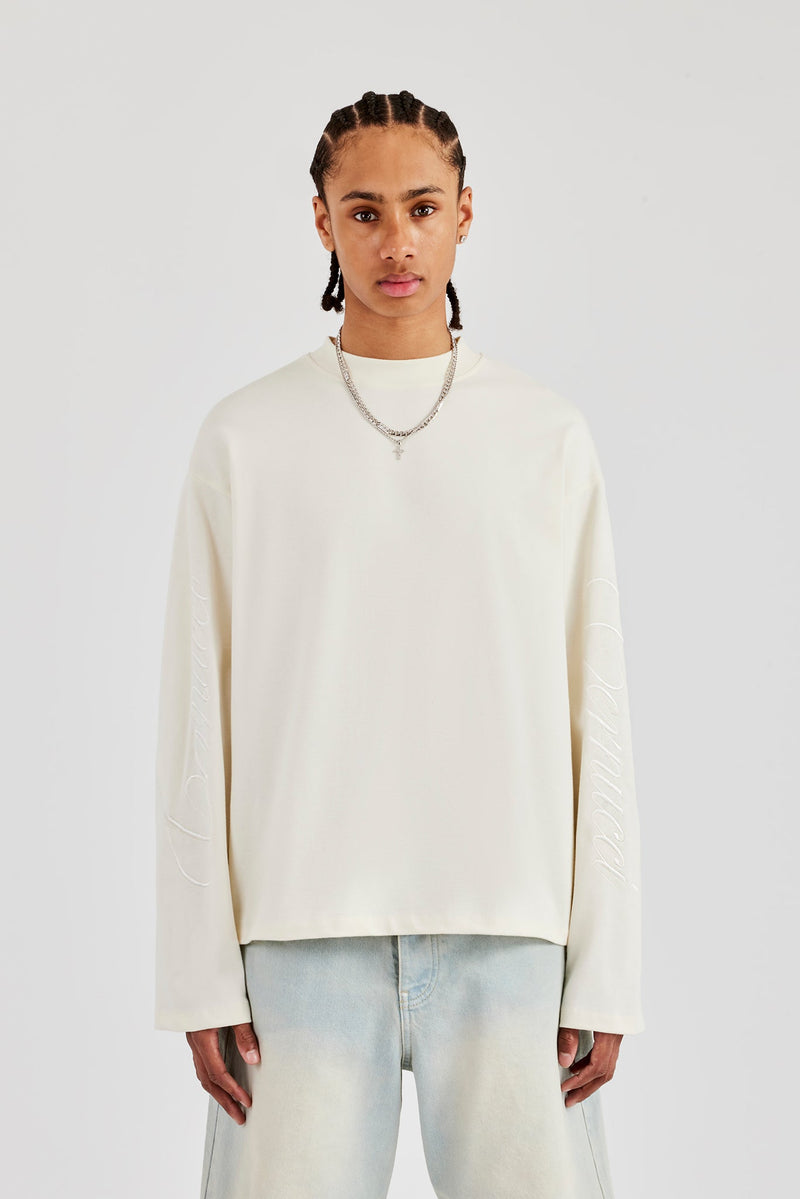 Embroidered Long Sleeve T-Shirt - Off White