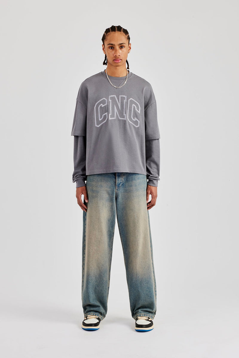 Washed CNC Long Sleeve T-Shirt - Washed Grey