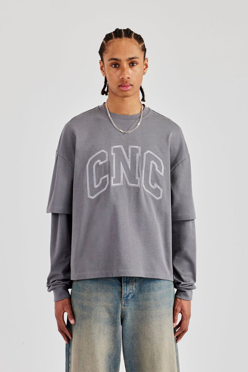 Washed CNC Long Sleeve T-Shirt - Washed Grey