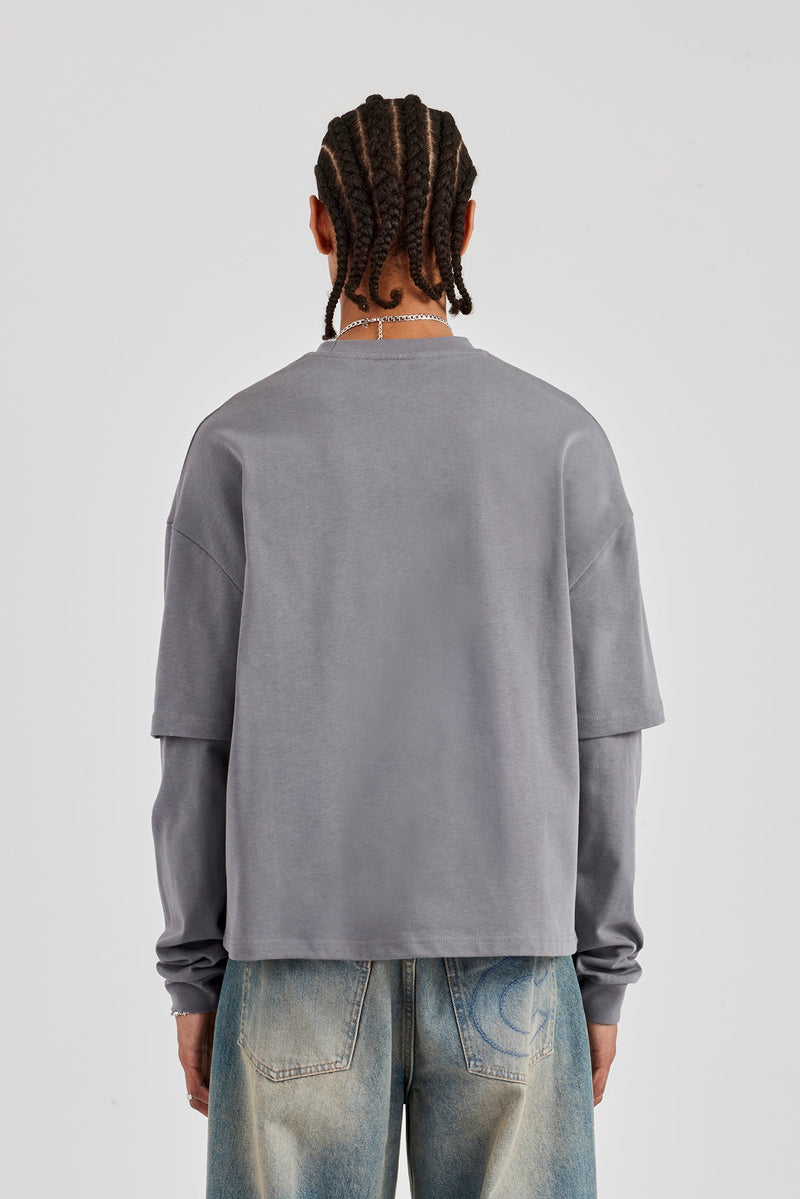 Washed CNC Long Sleeve T-Shirt - Washed Grey