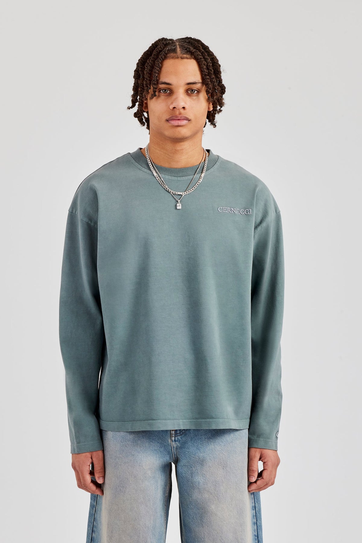 Washed Logo Long Sleeve T-Shirt - Grey | Mens Tees & Vests | Shop 