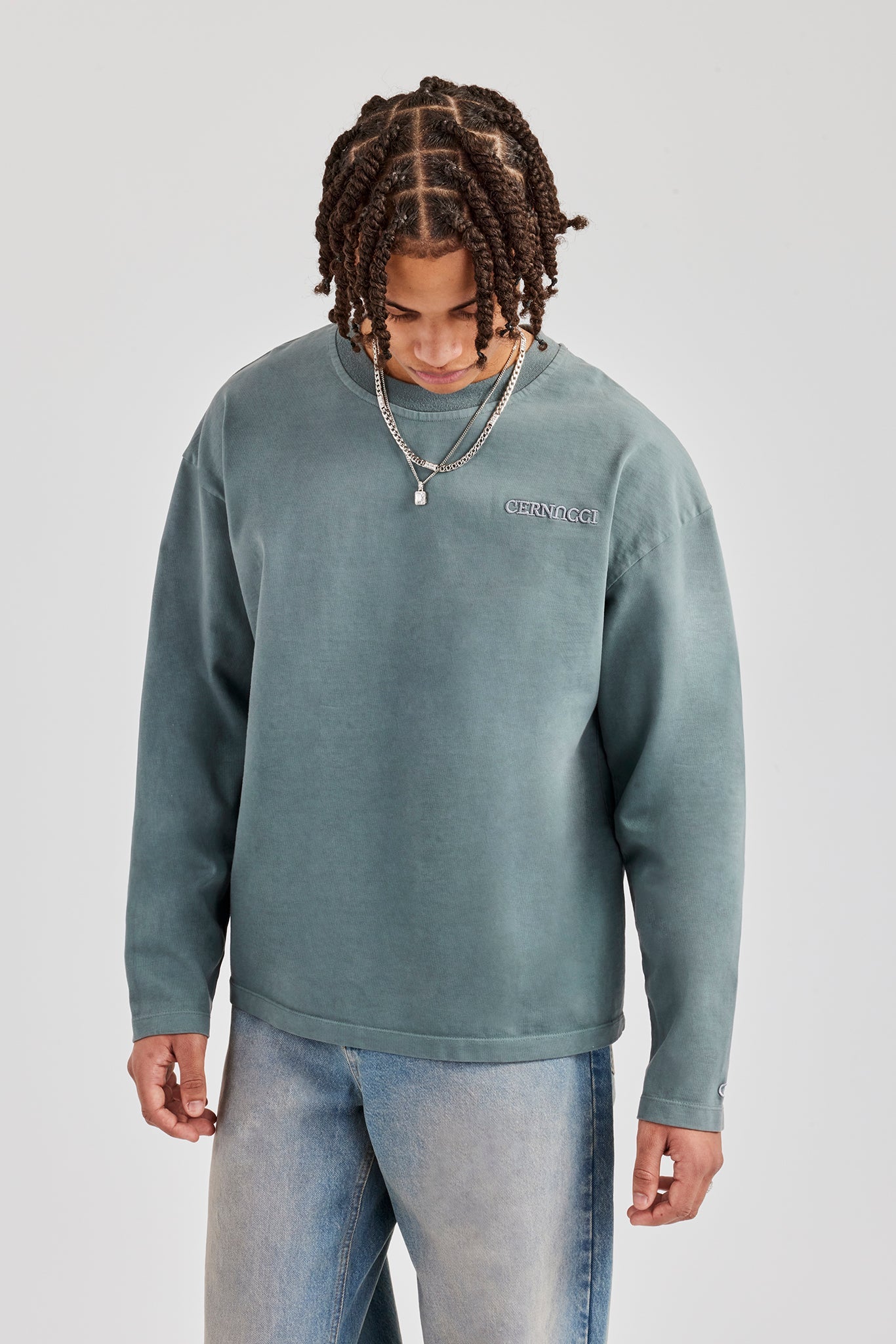 Washed Logo Long Sleeve T-Shirt - Grey